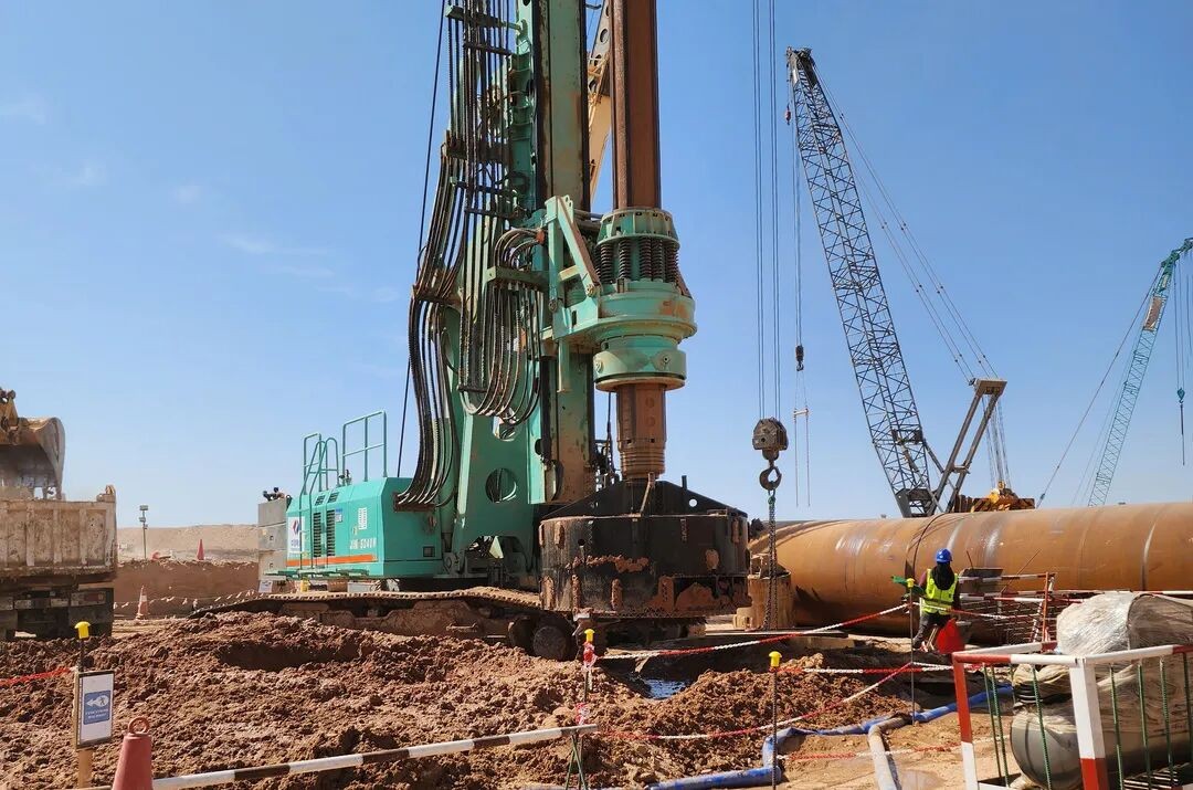 中国水电基础局携手上海金泰，共筑中东基建新里程碑106.16米超深桩